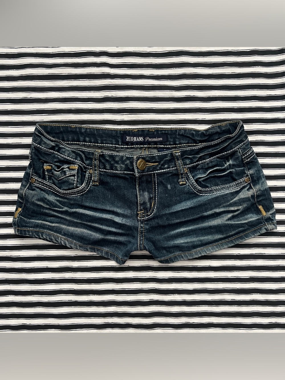 Y2K low rise dark wash shorts